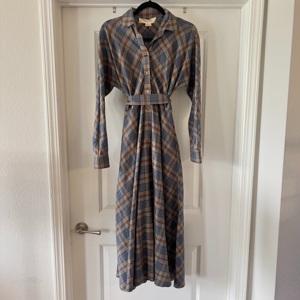 795 Grammar Flannel Feminine Dress - Tartan Color Grey Size 2 - Picture 2 of 7